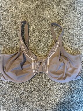 Olga Full Coverage Lace-Trim Bra in Taupe